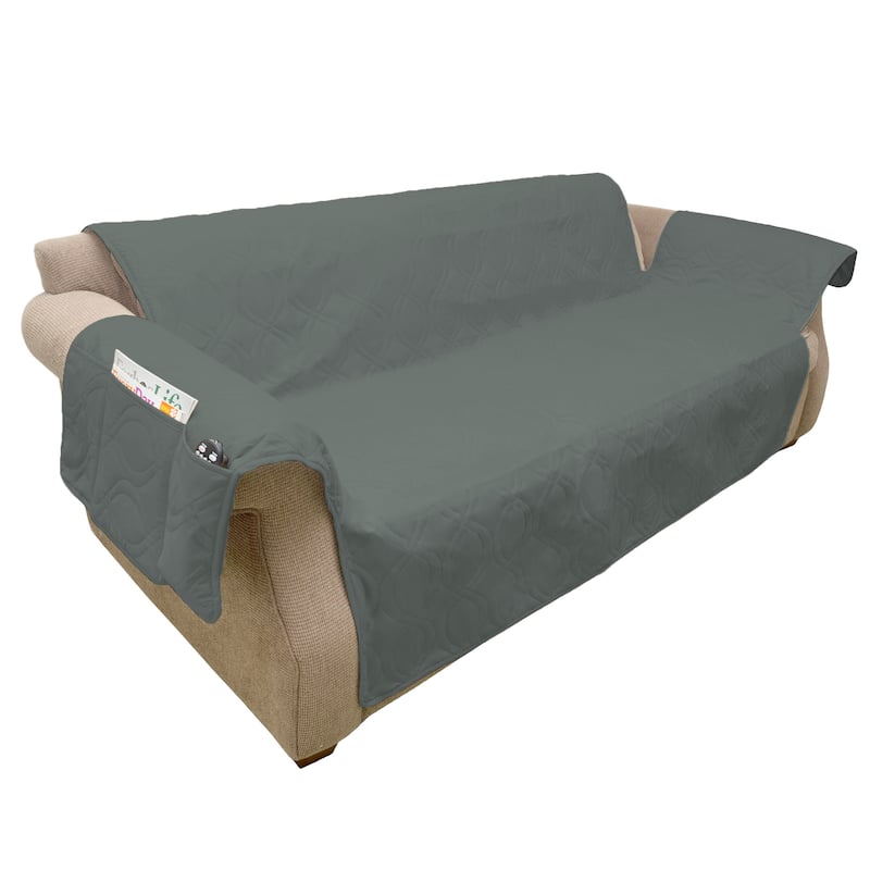 PETMAKER Waterproof Nonslip 3-Cushion Couch Cover for Pets - Gray
