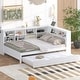 preview thumbnail 2 of 5, Wooden Full Size DayBed with Twin Size Trundle, DayBed with Storage Shelf and USB Charging Ports,White