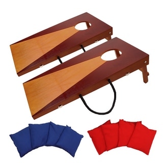 GSE 2'x1' Wooden Portable Cornhole Set, Corn Hole Toss Games Set with 2 Wooden Cornhole Boards & 8 Bean Bags - 1'X2'