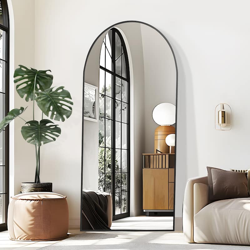 Arched Mirror Modern Full-length Mirror Floor Mirror - 79*35 - Black