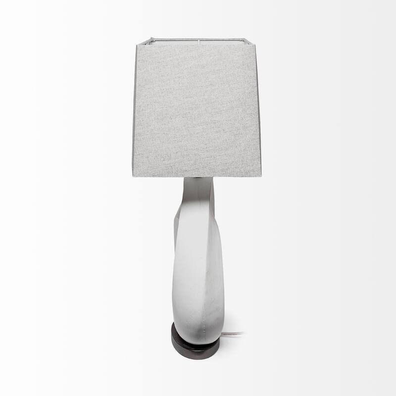 Celtica White Resin Ring-Shaped Base w/Grey Shade Table Lamp