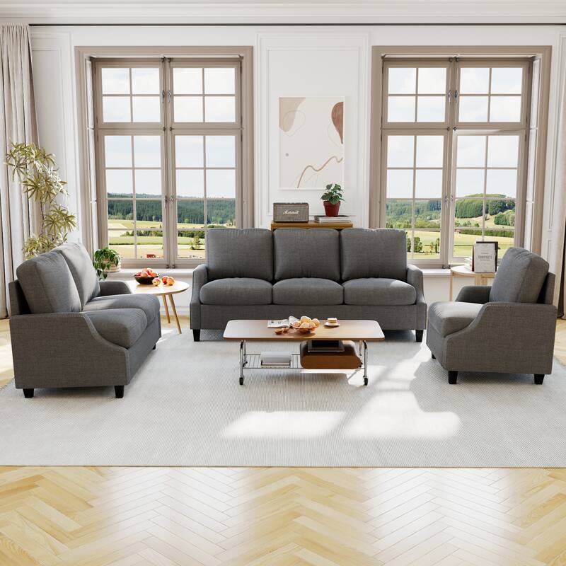 GDFStudio - Polyester 3-Piece Living Room Sofa Furniture Sets for Apartment