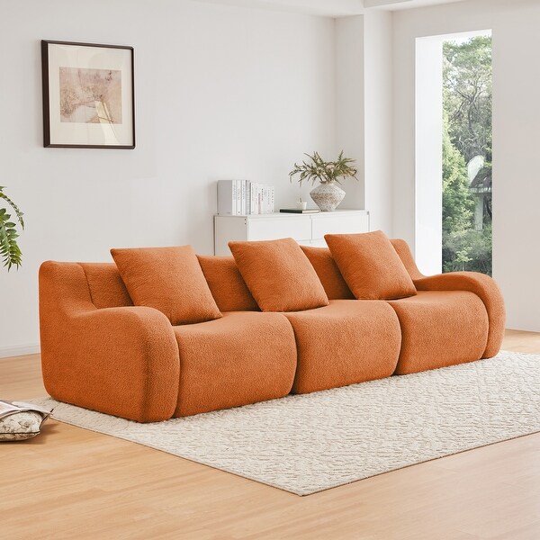 GDF Studio Fairford 3-Seat Teddy Fabric Modular Sofa, Curved