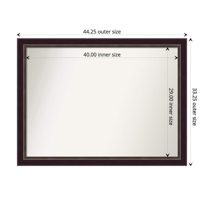 Signore Bronze Framed Non-Beveled Custom Wall Mirror, Bathroom Vanity Mirror - Outer Size: 44.25 x 33.25