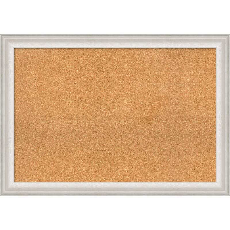 Trio Framed Cork Bulletin Memo Board - 40-Inch x 28-Inch - Trio White Wash Silver