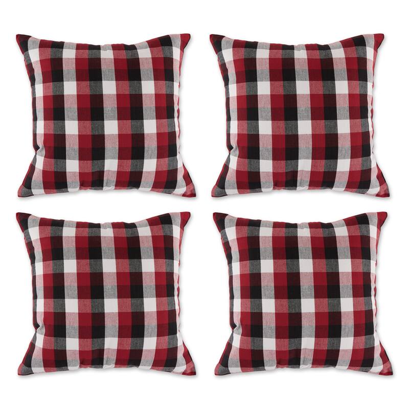 Farmhouse Pillow Cover 18x18 (Set of 4) - Cardinal Red Tri-Color