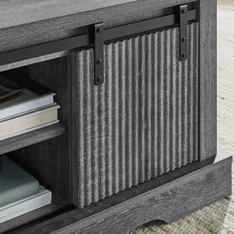 41.3 Inch Coffee Table with Storage and Sliding Wood Door