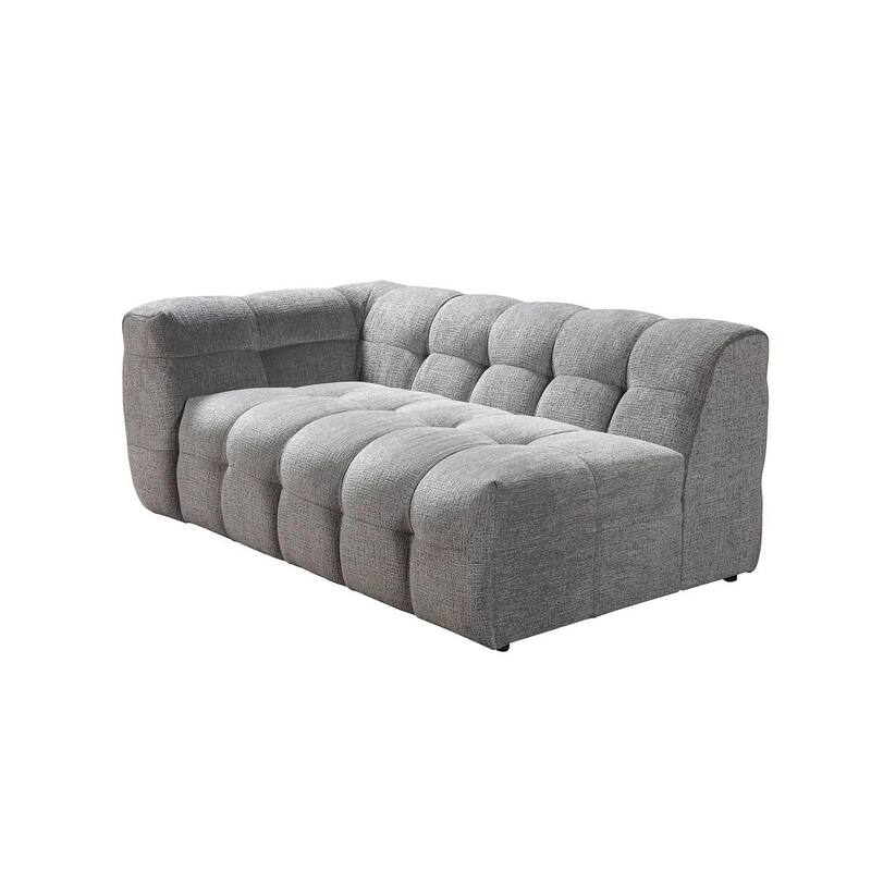 HomeRoots Light Gray Boucle L Shaped Two Piece Sofa and Chaise Sectional With Toss Pillows