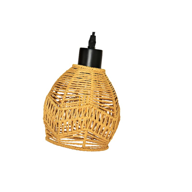 65" 3-Light Metal Floor Lamp With Rattan Cage Shades
