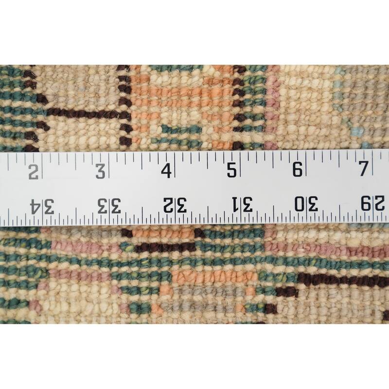 Hand Knotted Oriental 100% Wool Carpet Transitional Geometric Beige & Ivories Oushak Area Rug - 9' 11'' X 10' 1''