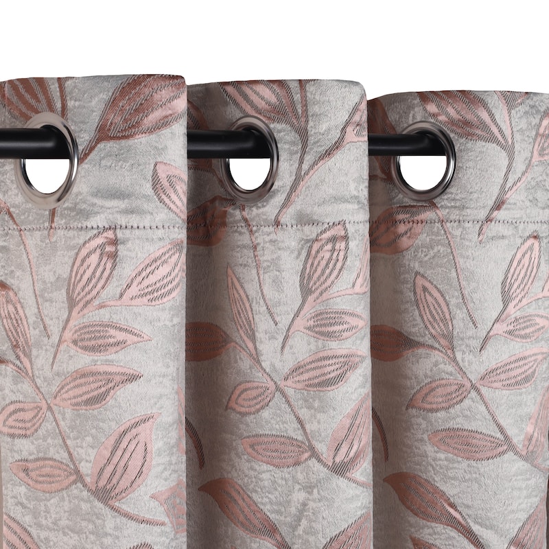 Superior Modern Bohemian Leaves Room Darkening Curtains with Grommets