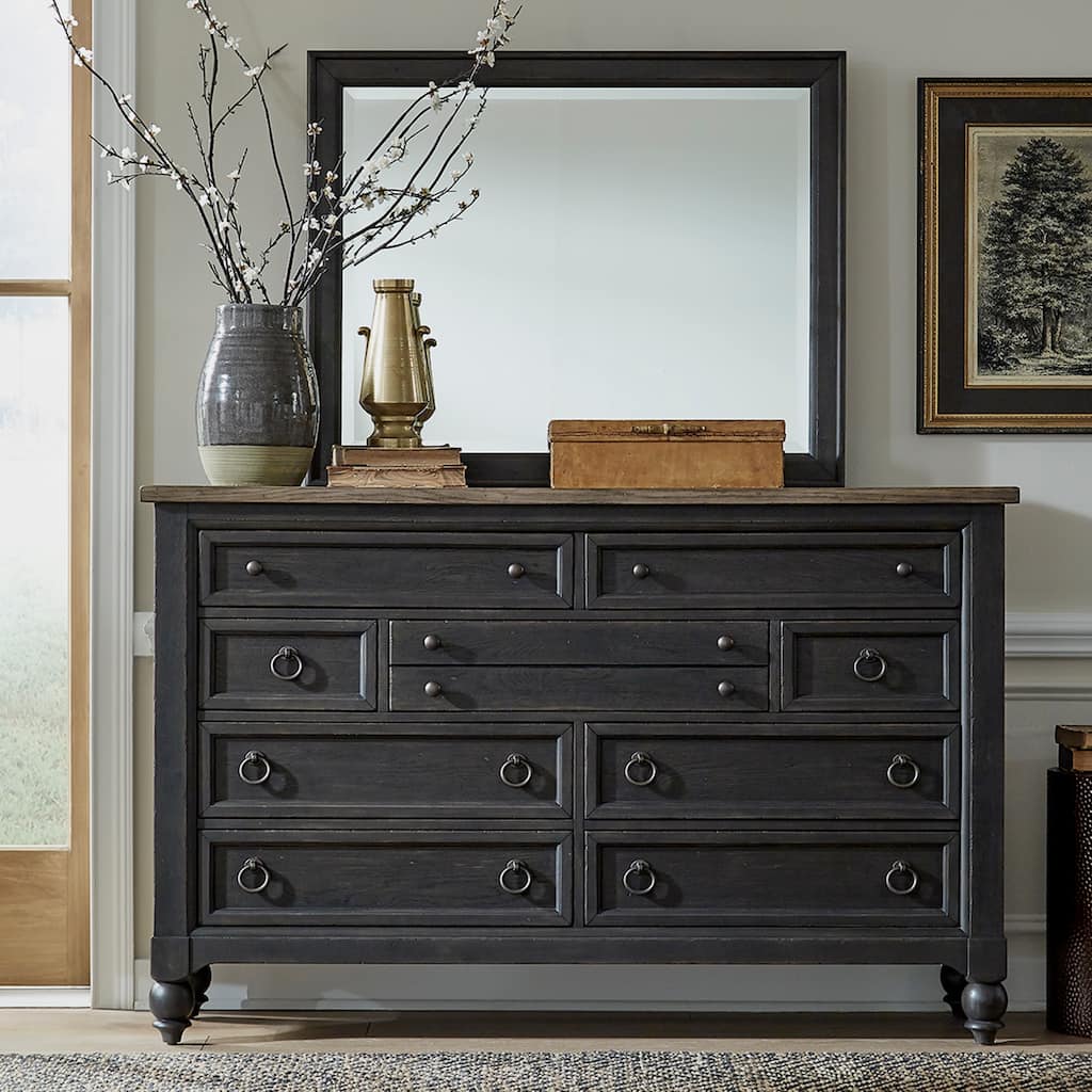 Americana Farmhouse Black Finish Optional Dresser and Mirror