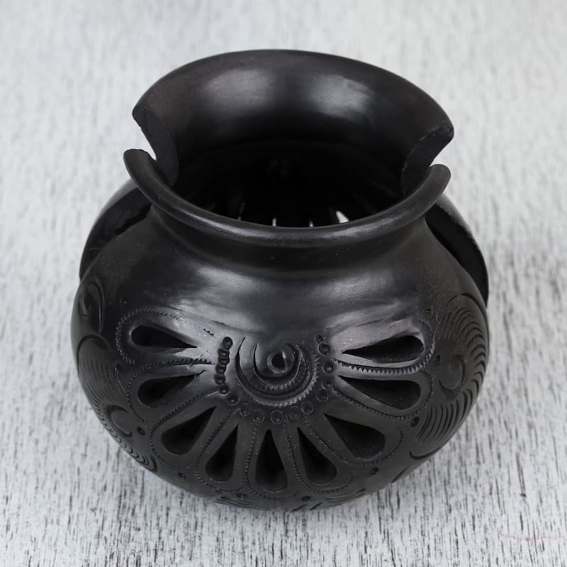 NOVICA Handmade Fan Flower Ceramic Napkin Holder