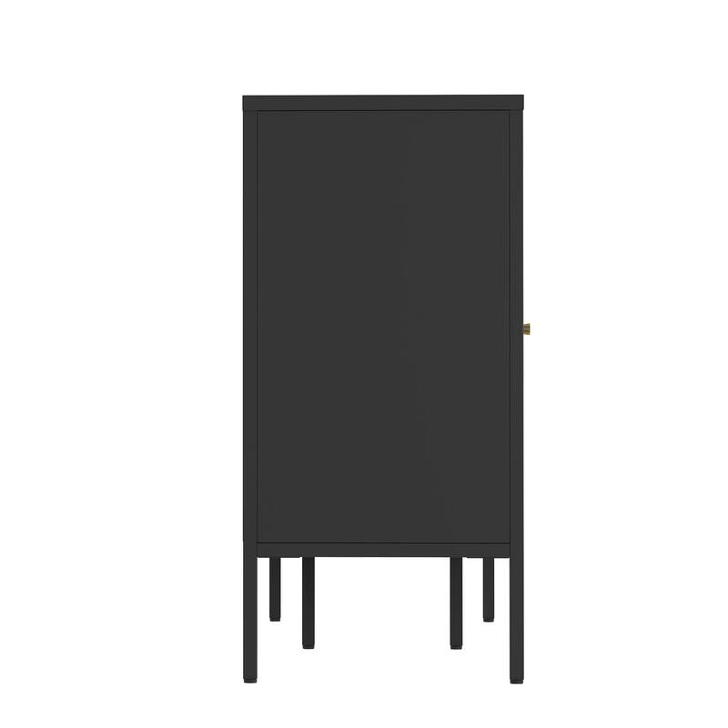 Metal Sideboard Cabinet with 4 Glass Door, Steel Locker Sideboard Buffet Cabinet, Sideboard Buffet Cabinet with 4 Doors
