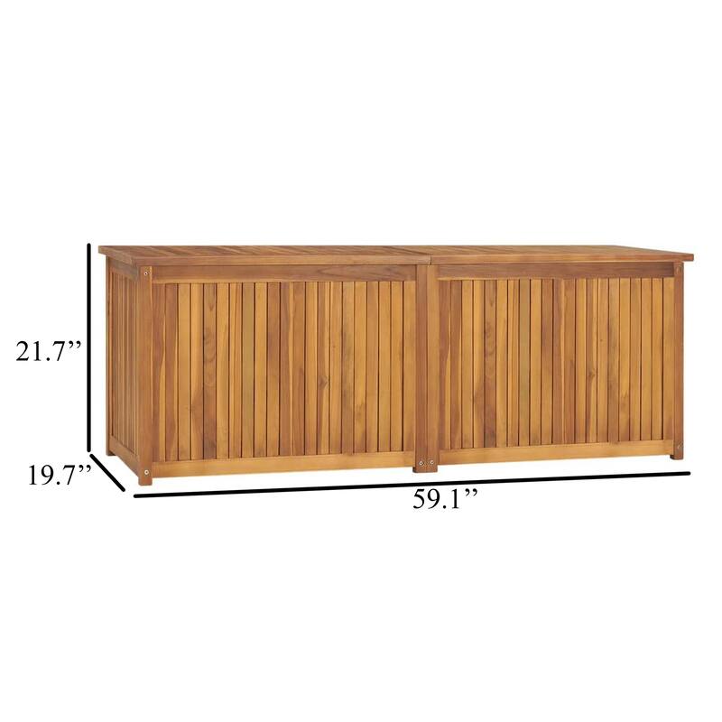 Misty Outdoor 59 Inch Storage Box, Weather Resistant Brown Acacia Wood