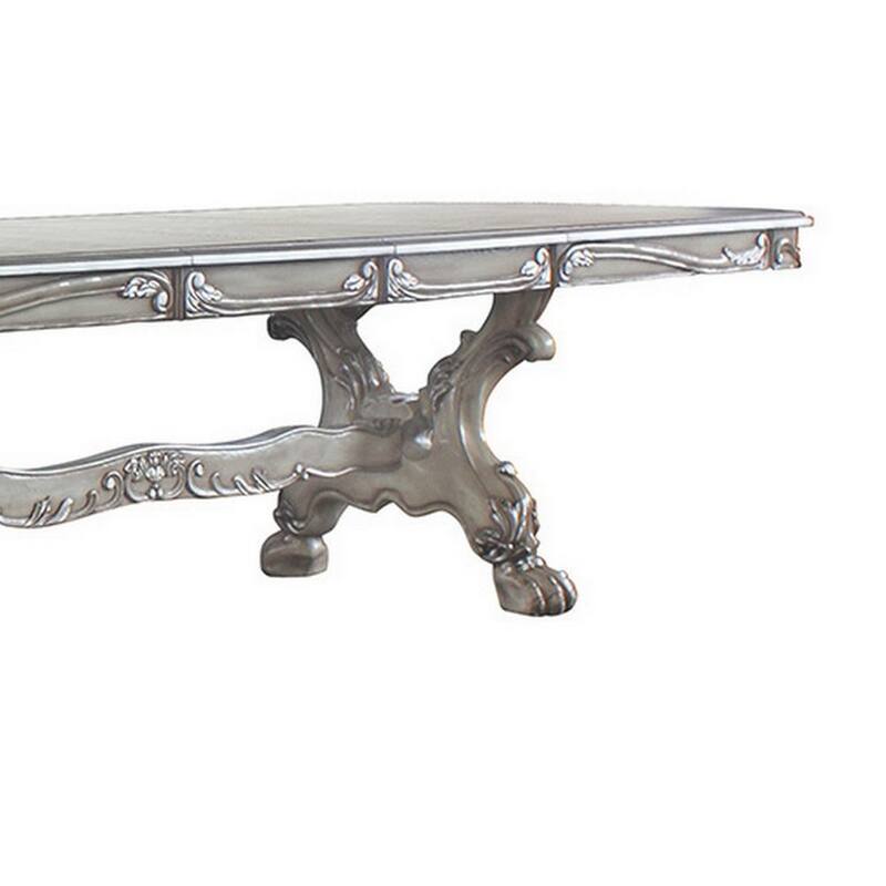 Dining Table with Scrolled Motifs and Claw Feet, Silver