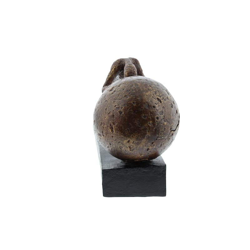 Brown Polystone People Decorative Sculpture with Ball