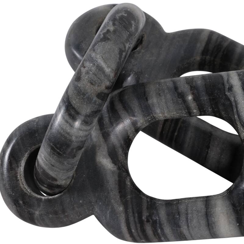 Marble Decorative Object Carved Chain Sculpture Home Decor - 16", Gray - 16.0"