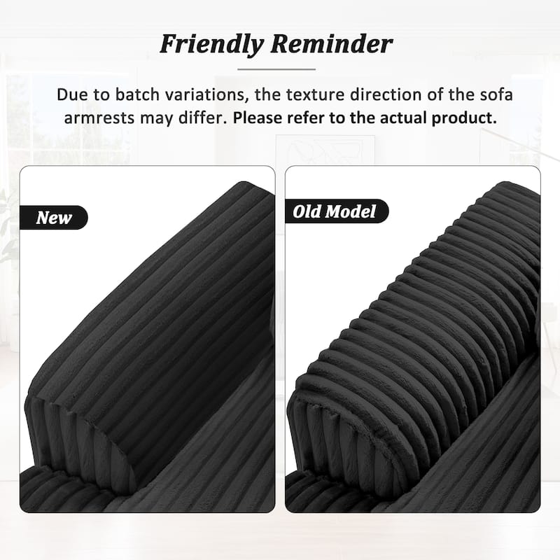 129" Oversized Sectional Sofa, U-shaped Sofa Couch Modern Corduroy Upholstered Deep Seat Sofa with Chaise Lounge