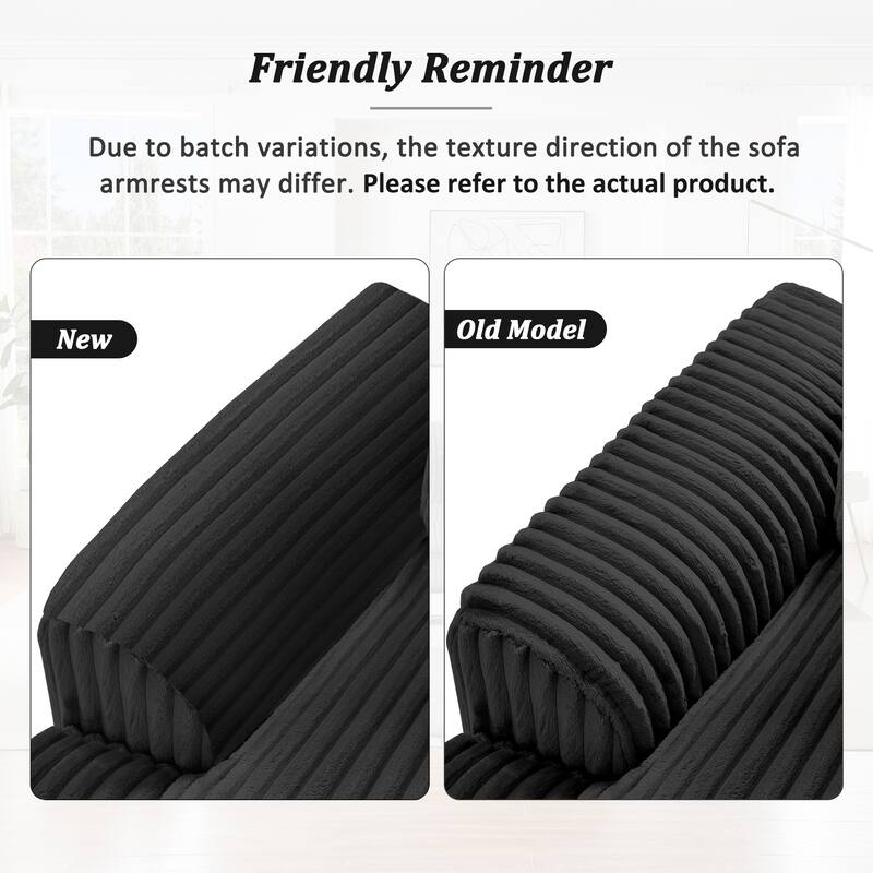 Roomfitters 129 Inch Oversized U-Shaped Sectional Sofa with Chaise Lounge, Corduroy Fabric