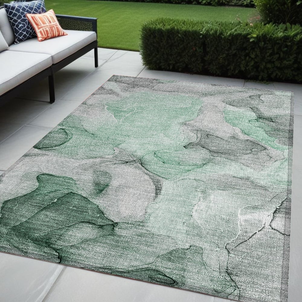 Allus Artistic Abstract Weather Resistant Classic Meets Modern Outdoor Rug