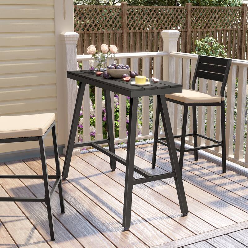 VredHom Outdoor Bar Table Bistro Dining Table - Black-42.91 inches