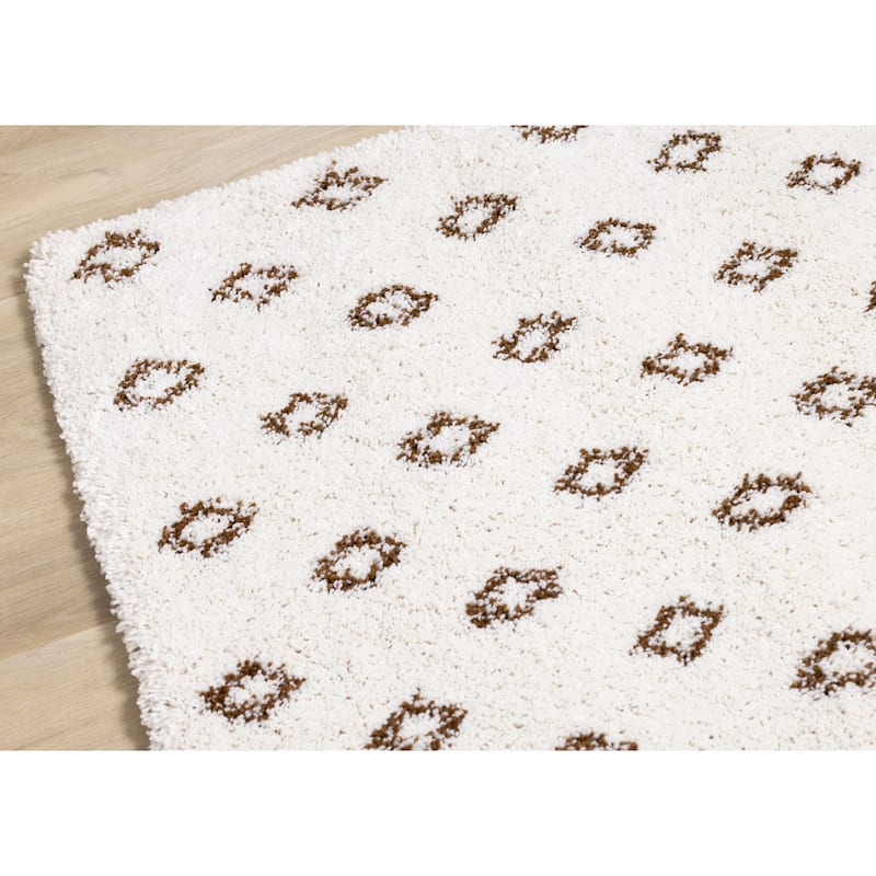 Shiloh Collection - Cream Rust Diamonds Super Soft Thick Area Rug