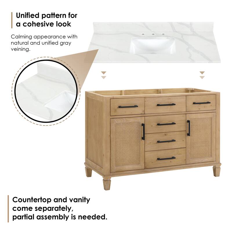 Altair Solana Bath Vanity with Calacatta White Quartz Stone Countertop without Mirror