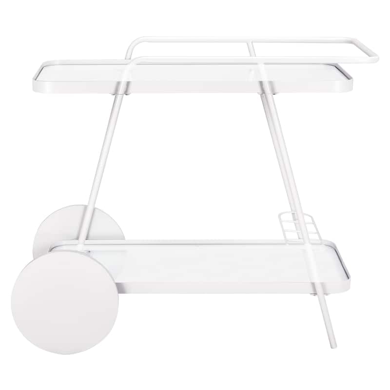 SAFAVIEH Home Zunia 2 Tier Bar Cart - 36"W x 19"D x 30"H - White/Glass