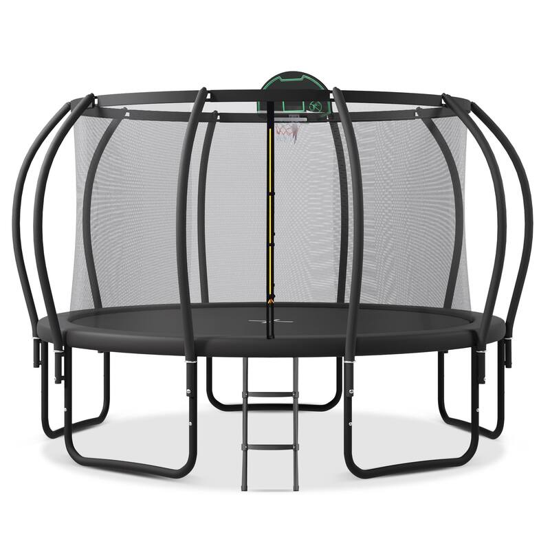 Trampoline for Safety Enclosure, Plus Basketball Board and 10 Ground Stakes, Outdoor Recreational Playset Balance