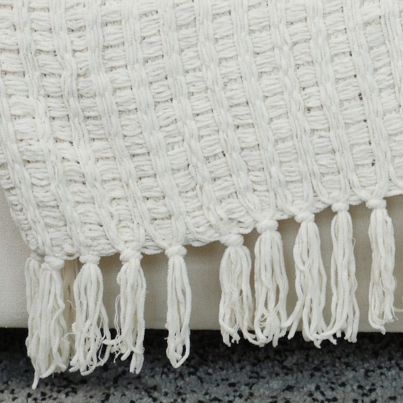 Space Yarn Solid Color Knitted Throw Blanket