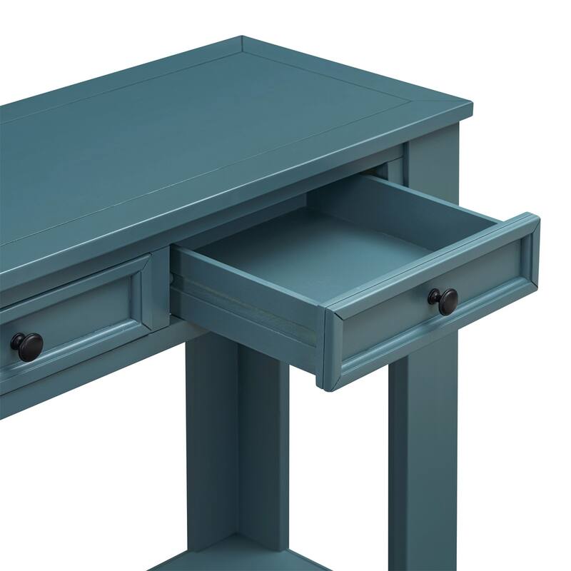 Merax Rustic Console Table with Storage Drawers and Bottom Shelf