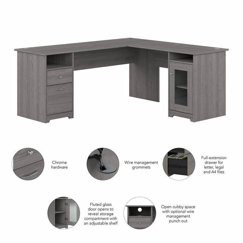 Cabot 72W L Shaped Computer Desk with Storage by Bush Furniture