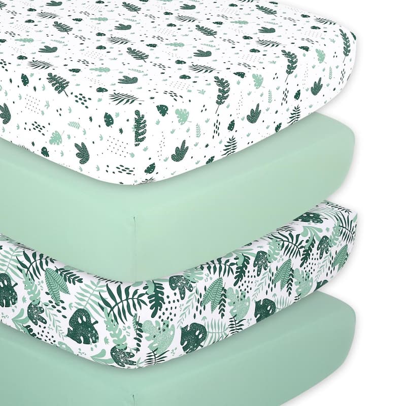 The Peanutshell Botanical Fitted Crib Sheet 4 Pack Set