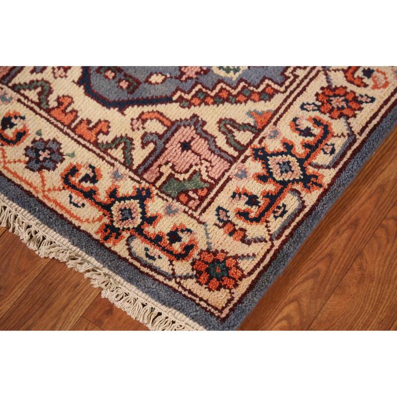 Blue Heriz Serapi Indian Runner Rug Handmade Wool Carpet - 2'7" x 9'11"