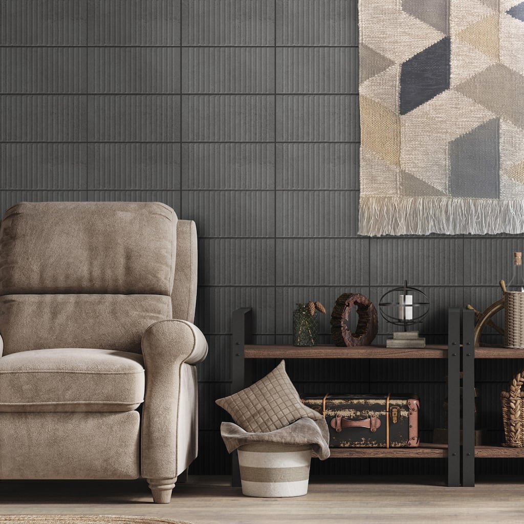 Merola Tile Kings Loft Black 7-7/8" x 15-3/4" Ceramic Wall Tile