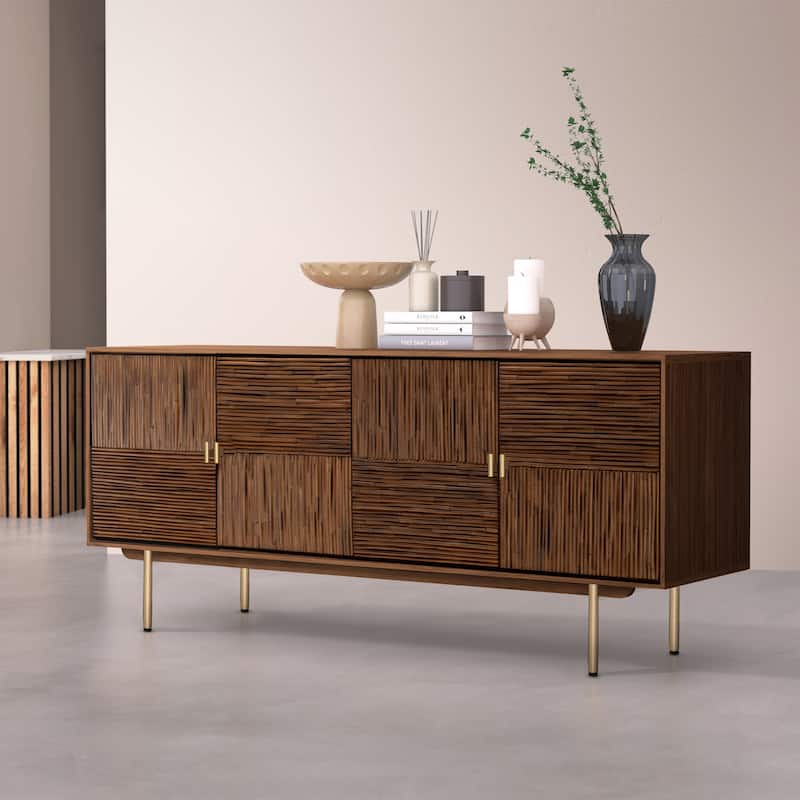 Studio London Drawers Acacia Wood and Rattan Furniture Storage - Walnut