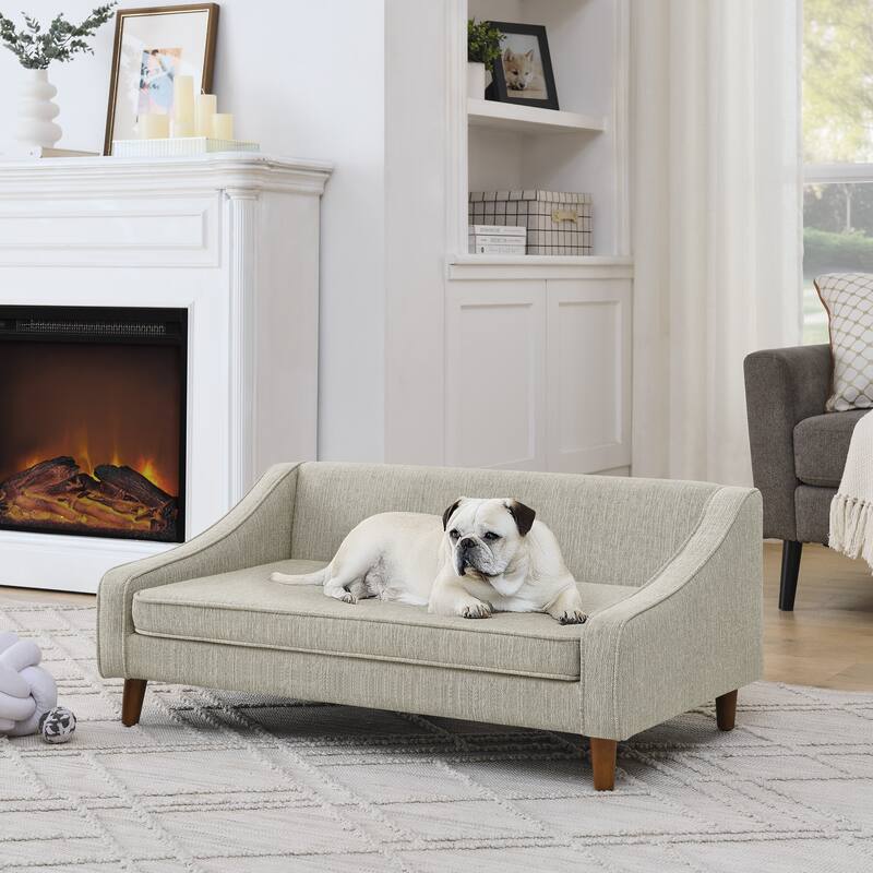 Durable Elevated Dog Sofa Bed,Pet sofa with modern irregular armrest design,Comfortable soft dog sofa