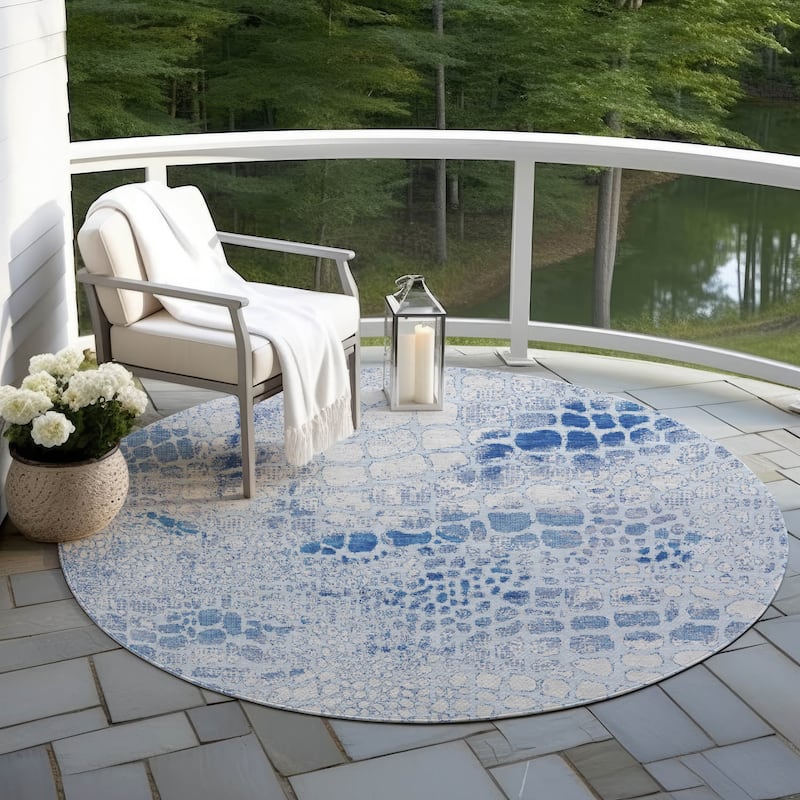 Machine Washable Indoor/ Outdoor Modern Cobble Chantille Rug