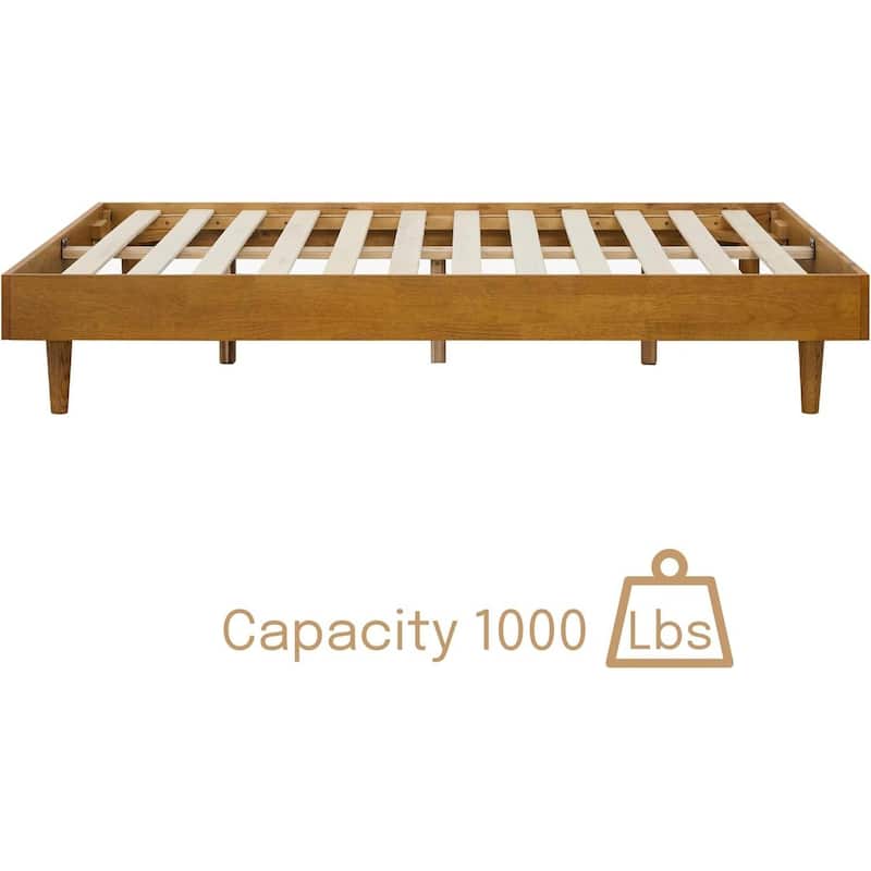 Modern Wooden Platform Bed Frame with Floating Design