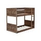 preview thumbnail 12 of 20, Twin over Twin Floor Bunk Bed with Panelled Headboard,Footboard,Safety Guardrails and Built-In Ladder