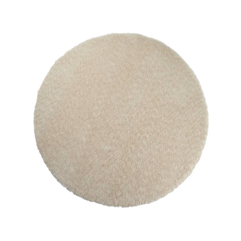 Lisbon Collection Hand Woven Mixed Color Thick Area Rug - Beige - 7' x 7' Round