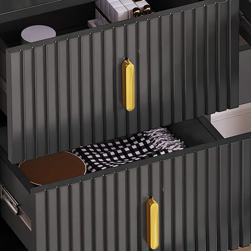Moasis 39" Wide Makeup Vanity Set with Stool and 3 Color Sliding Mirror