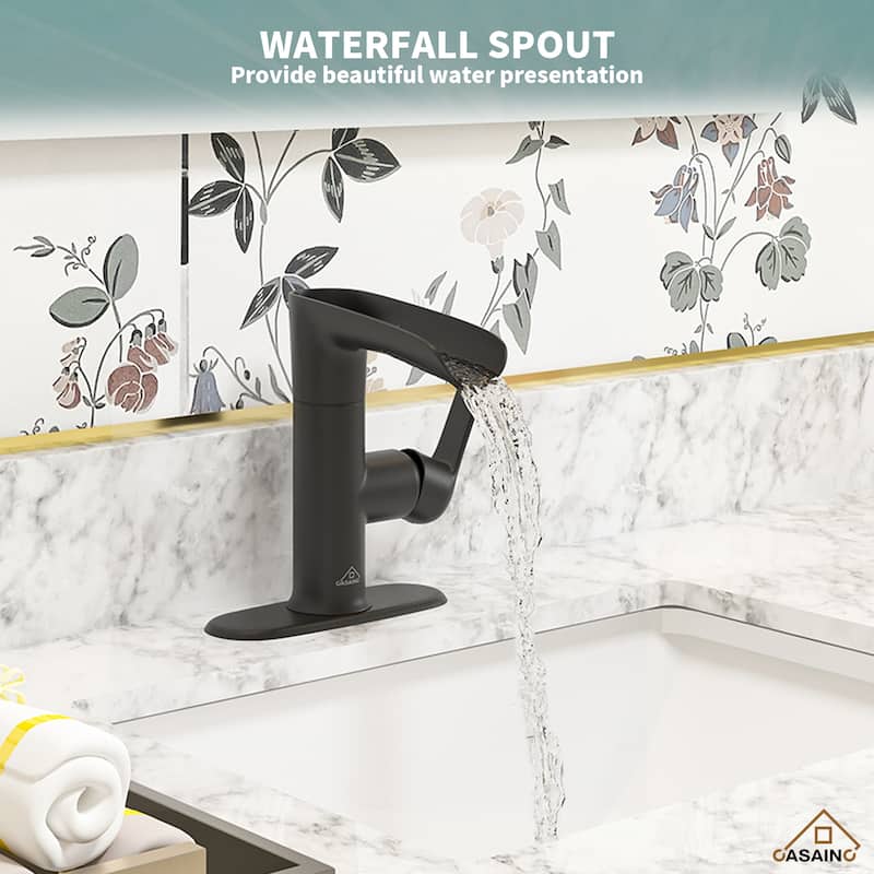 Single Handle Single Hole Bathroom Vanity Sink Waterfall SpoutBathroom Faucet