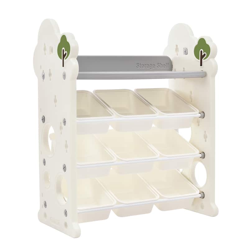 Roomfitters Bookshelf Organizer with 17 Bins and 5 Shelves, Multi Functional Storage Cabinet for Home