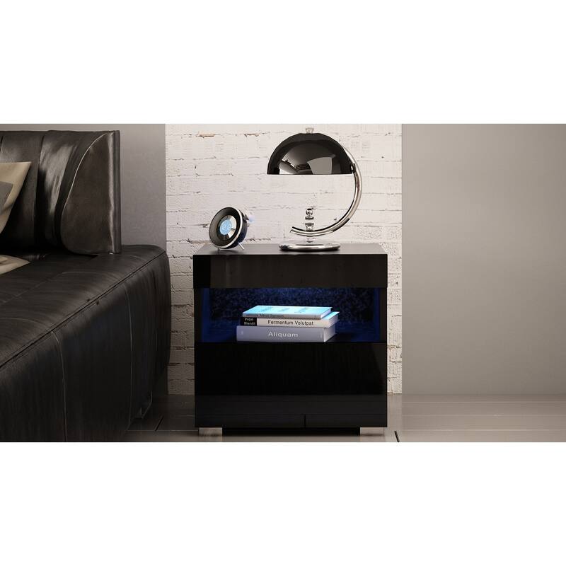 Strick & Bolton Cyrena High-gloss Nightstand with LED Lights