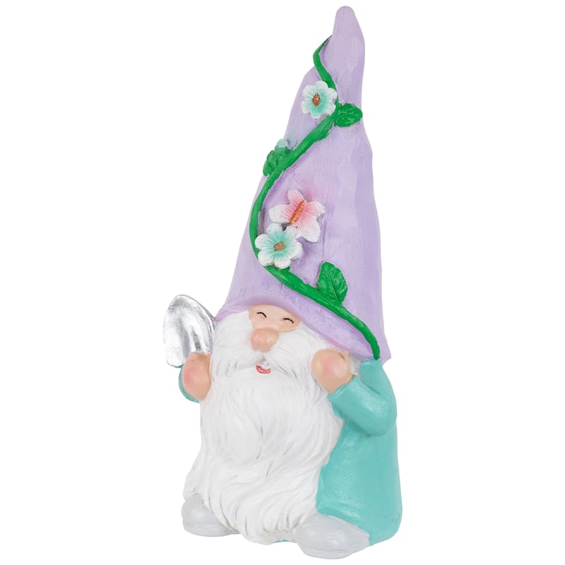 Happy Gardening Gnome with Shovel Outdoor Garden Statue - 8"
