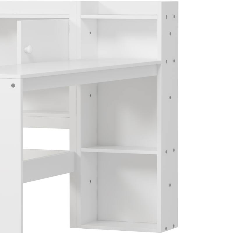 Full Size L-Shape Daybed with 9 Storage Units & Adjustable Desk (400lb Capacity)