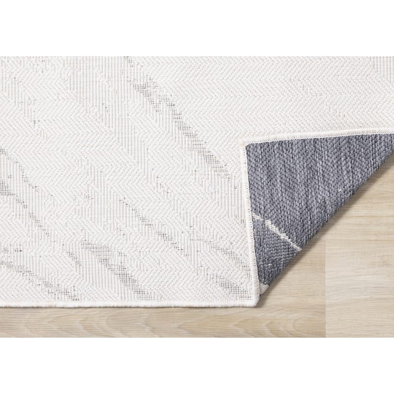 Brooke Collection - Cream Grey Reversible Marble Swirl Indoor/Outdoor Area Rug