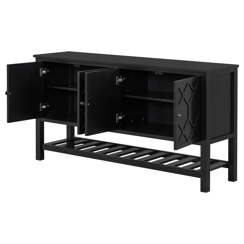 59.8" Elegant Entryway Table with Polygonal Door Design